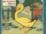 un vieux livre pour enfants avec l'illustration d'un canard et d'un chien