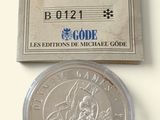 pièce de monnaie française comportant une inscription relative aux Jeux Olympiques et l'effigie d'un homme à cheval