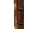 a tall wooden cabinet with two doors on one side and a drawer on the other
