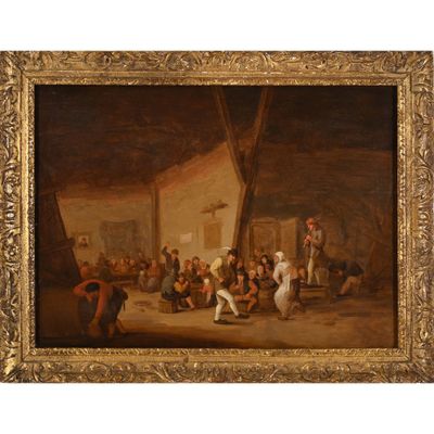 ECOLE FLAMANDE du XVIIè. « Réjouissances dans une taverne av… - Photo 1