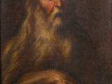 un tableau représentant un vieil homme aux cheveux longs et à la barbe fournie