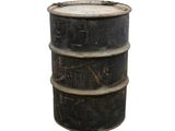 a black barrel sitting on top of a white background