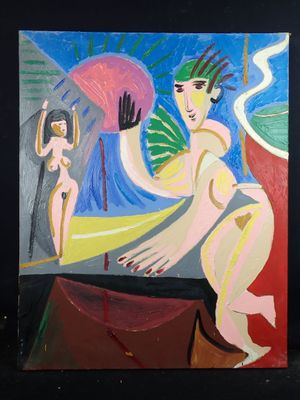 painting of a painting of a woman with a parasol and a woman with a parasol