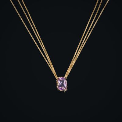 CHRISTIAN LACROIX. Collier en métal doré rosé, composé d'un …