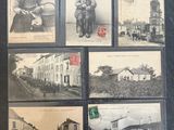 several old black and white photographs of a woman on a motor scooter