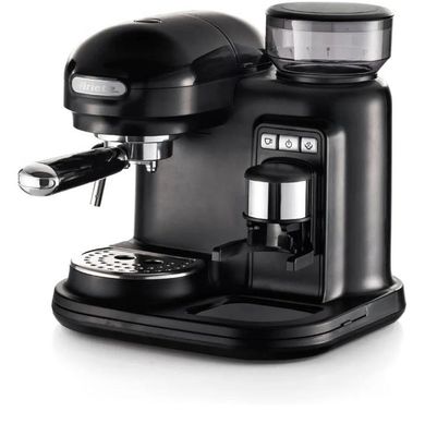 an image of a black coffee machine on a white background