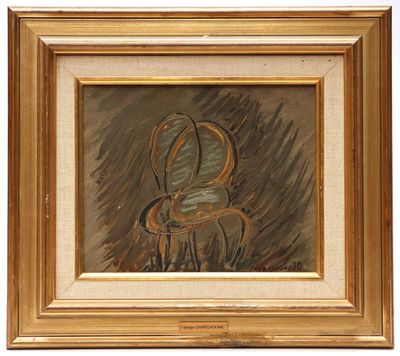an oil painting of a horse and rider in a gold frame