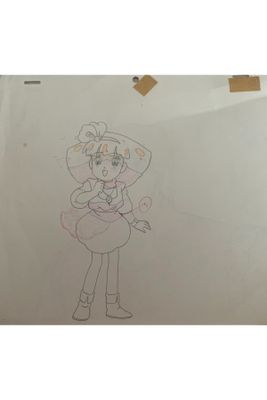 dessin humoristique représentant une femme en robe rose tenant un téléphone portable