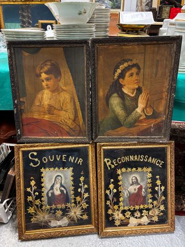 Lot de 4 cadres sur le thème religieux