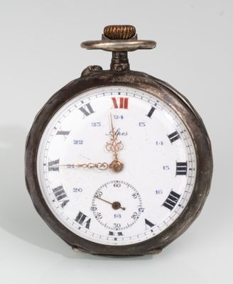 Montre de gousset en argent 925/1000e avec motif en or rose,…