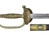 an image of a sword with a gold handle on a white background