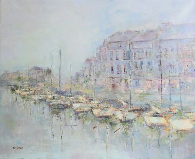 BLOT P., "Port" Huile sur toile signée en bas à gauche