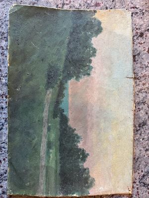 ÉCOLE MODERNE Paysage Huile sur carton. - Photo 1