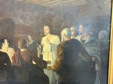 a painting of a group of people sitting around a table