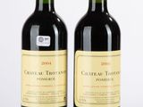 deux bouteilles de vin rouge posées l'une à côté de l'autre sur une surface blanche
