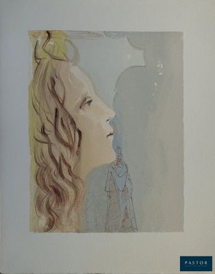 painting of a woman ' s profile in profile with a bird in the background