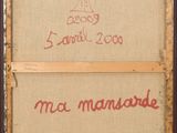 an image of a painting with writing on it in a wooden frame