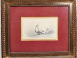 an image of a drawing of a man sitting on a beach
