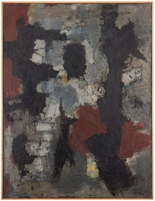 une image représentant un tableau recouvert de peinture noire et rouge