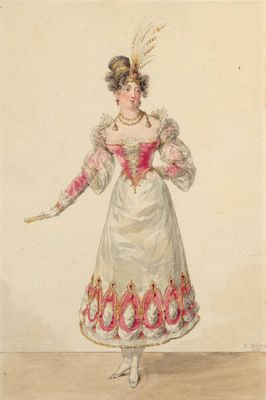an old fashion illustration of a woman in a white dress