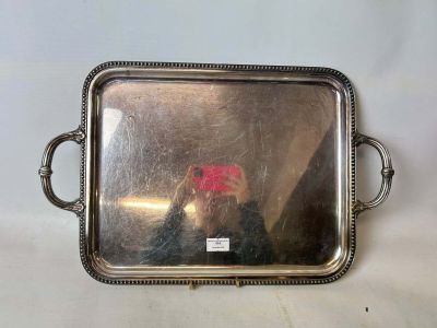 plateau de service plaqué argent avec poignées