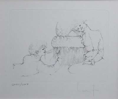 pencil drawing of a mother and child in a crib with a teddy bear