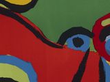 an image of a painting of a man riding a motorcycle with a helmet on
