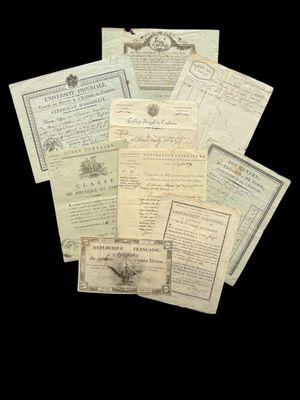 an image of a pile of old papers on a black background