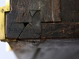 a piece of wood that has been cut in half