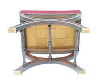 Tabouret curule en bois naturel, mouluré et sculpté - XIXe s… (photo 6)