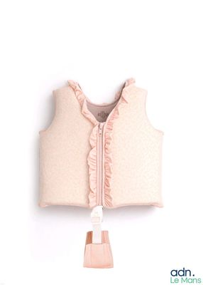 haut sans manches à volants et pompons, rose