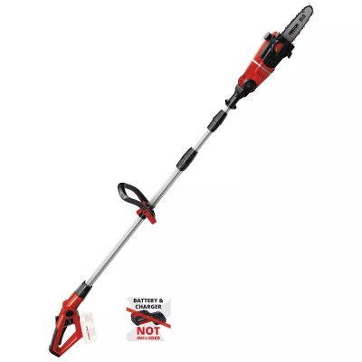 a corded string trimmer with a red handle and a black handle