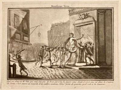 illustration représentant un homme tiré par une calèche