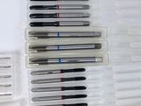 a lot of pens that are in a plastic case