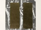 an image of a black and white drawing of two people in a forest