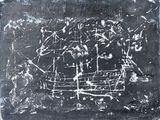un dessin en noir et blanc représentant un bateau sur une feuille de papier