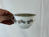 a person holding a bowl with a spoon in it
