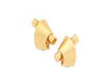 a pair of gold plated earrings with a curved design
