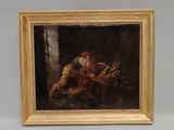 an oil painting of a man playing a game of chess