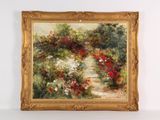 une photo d'un tableau représentant un jardin avec des fleurs