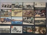 many old postcards on the wall of this room