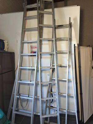 trois échelles appuyées contre le mur