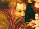 an image of a painting of a man and a woman holding a baby