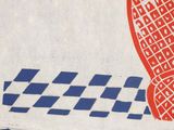 a towel with a red and blue design on it