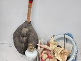 a picture of a baseball bat and other items on the floor