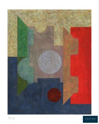 an image of a painting with different colors and shapes on it
