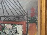 an image of a painting of a woman sitting on a couch in a room