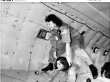 photographie en noir et blanc de deux femmes dans un avion en compagnie d'un chien
