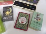 many books that are sitting on a table