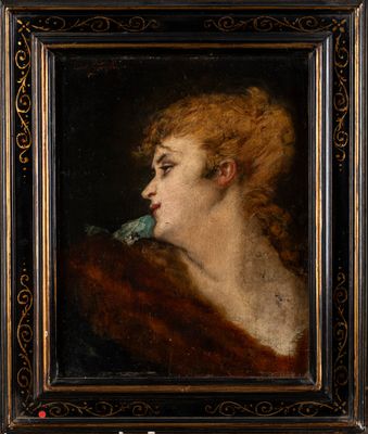Léon Lucien GOUPIL (1834-1890) Portrait de femme Huile sur t…